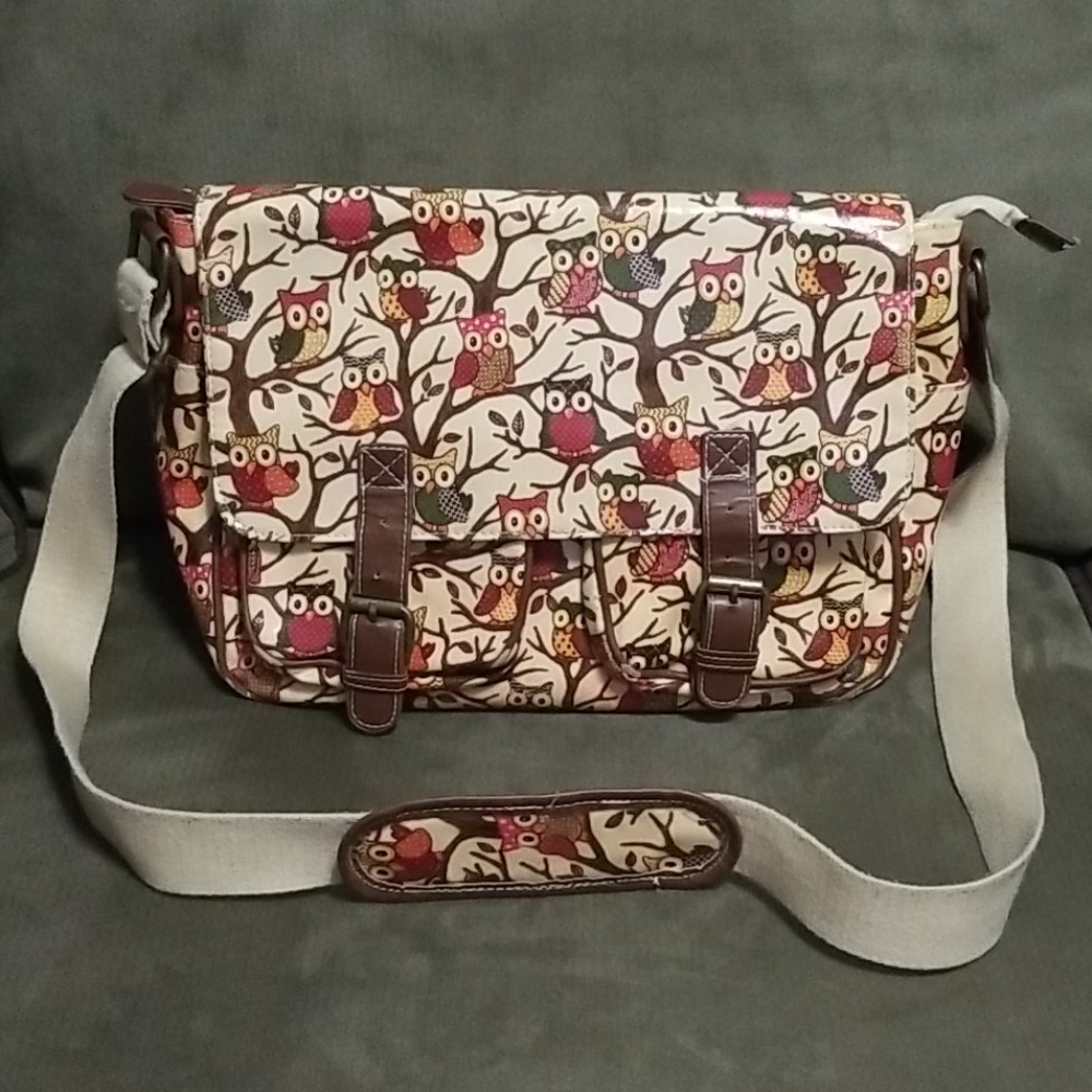 Anna Smith New York women's owl print satchel bag